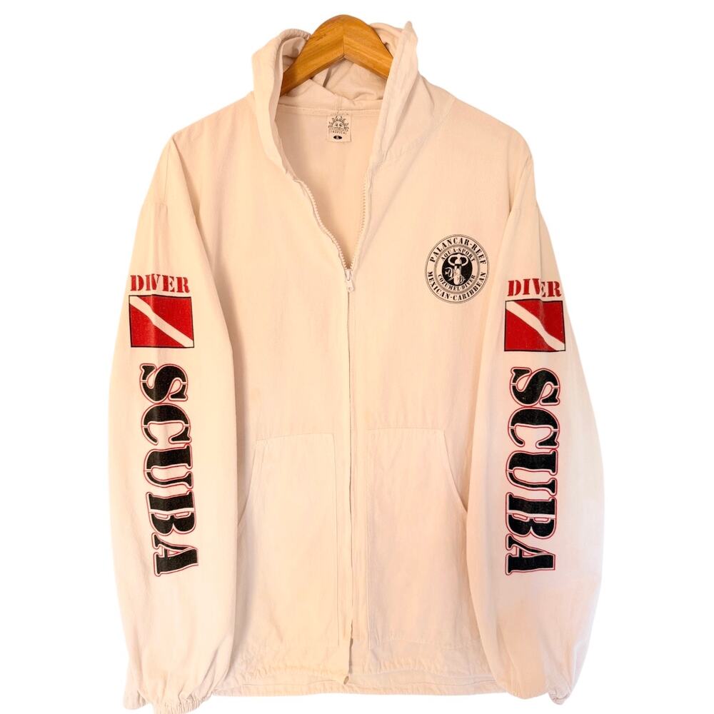 Vintage tropicwear Scuba Jacket Mens XL White Full Zip Mexico Diving